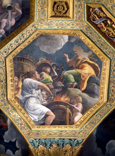Scena del sacrificio di una colomba, cassetta del soffitto dalla Sala di Amore e Psiche, 1528 da Giulio Romano